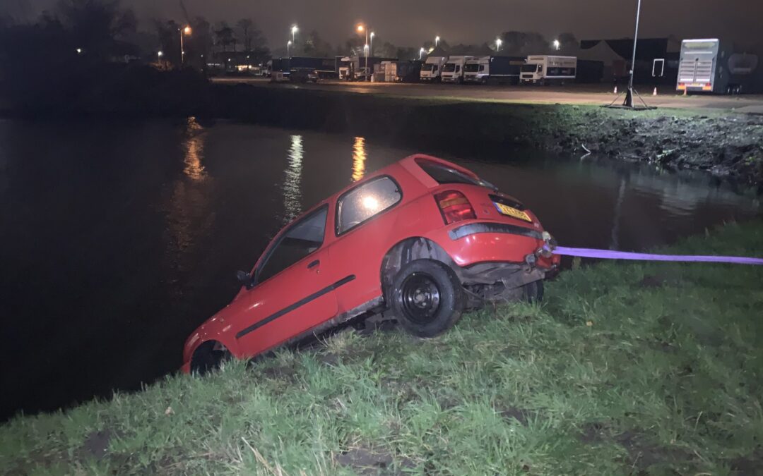 Auto te water op de Hornweg Broek op Langedijk